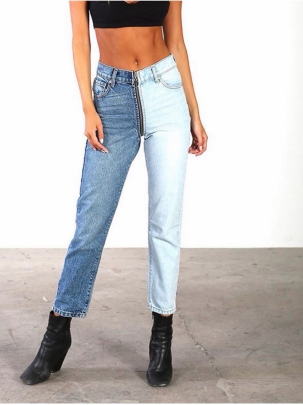 Revice Two-Tone High-Waist Women’s Jeans - Light & Dark Blue